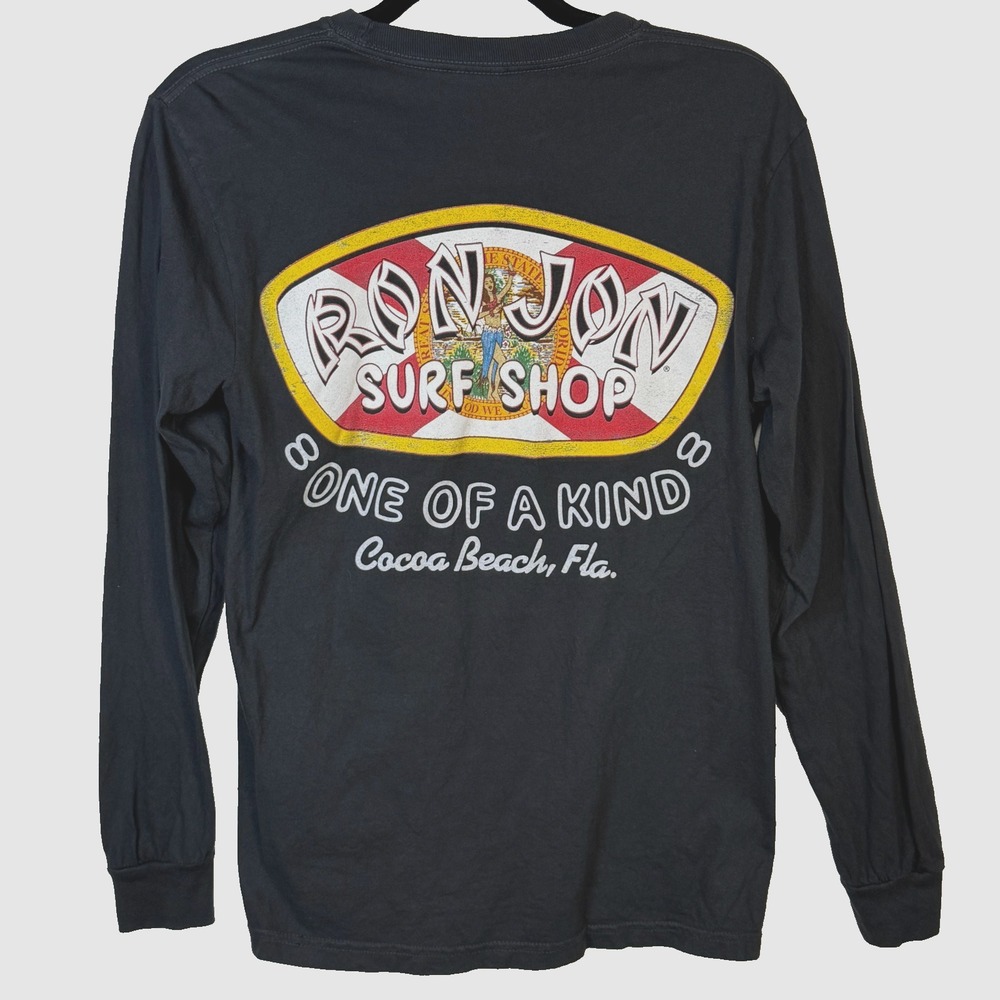 Brand New Ron Jon Surf Shop Men's Long Sleeve T-Shirt Black Size S Cotton
